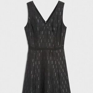 NWT banana republic black glitter flared sleeveless black dress 6 petite 6P